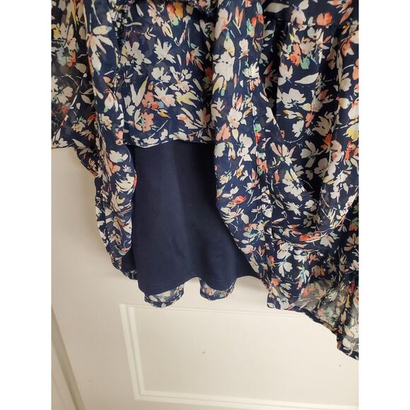 Women's Maurices Navy Floral Boho Crochet V-Neck Flowy Sundress | Size Small - Picture 8 of 11